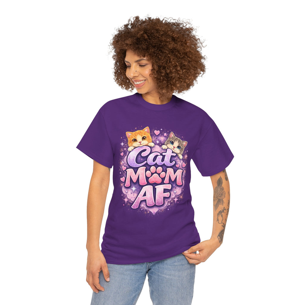 Cat Mom AF T-Shirt – Cute Kittens Paw Graphic Tee for Cat Lovers