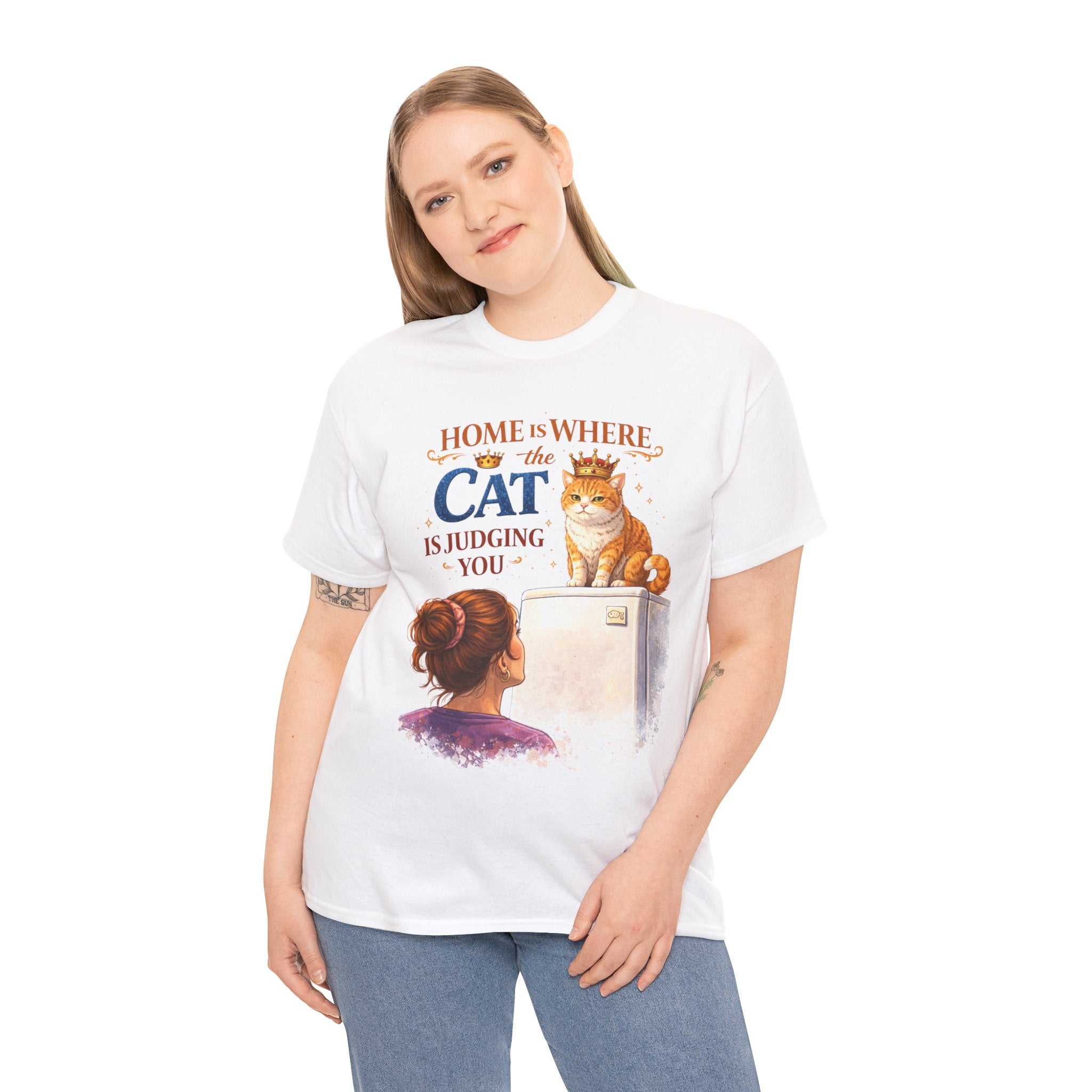Cat Judgment T-Shirt — "Home Is Where the Cat Is Judging You" Graphic Tee