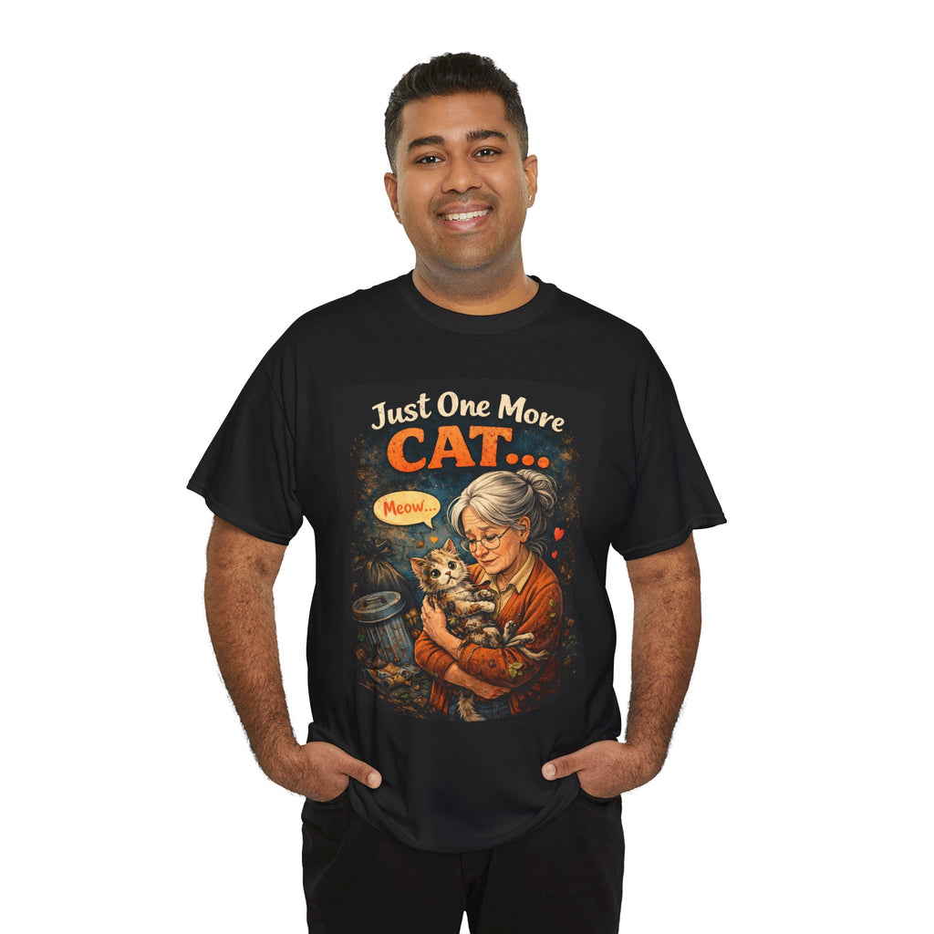 Just One More Cat T-Shirt — Cute Cat Lover Tee with ’Meow’ Graphic