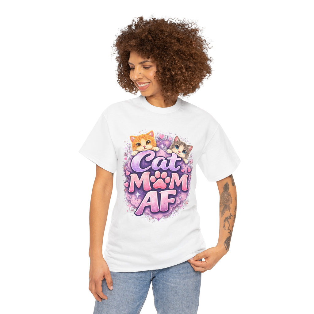Cat Mom AF T-Shirt – Cute Kittens Paw Graphic Tee for Cat Lovers