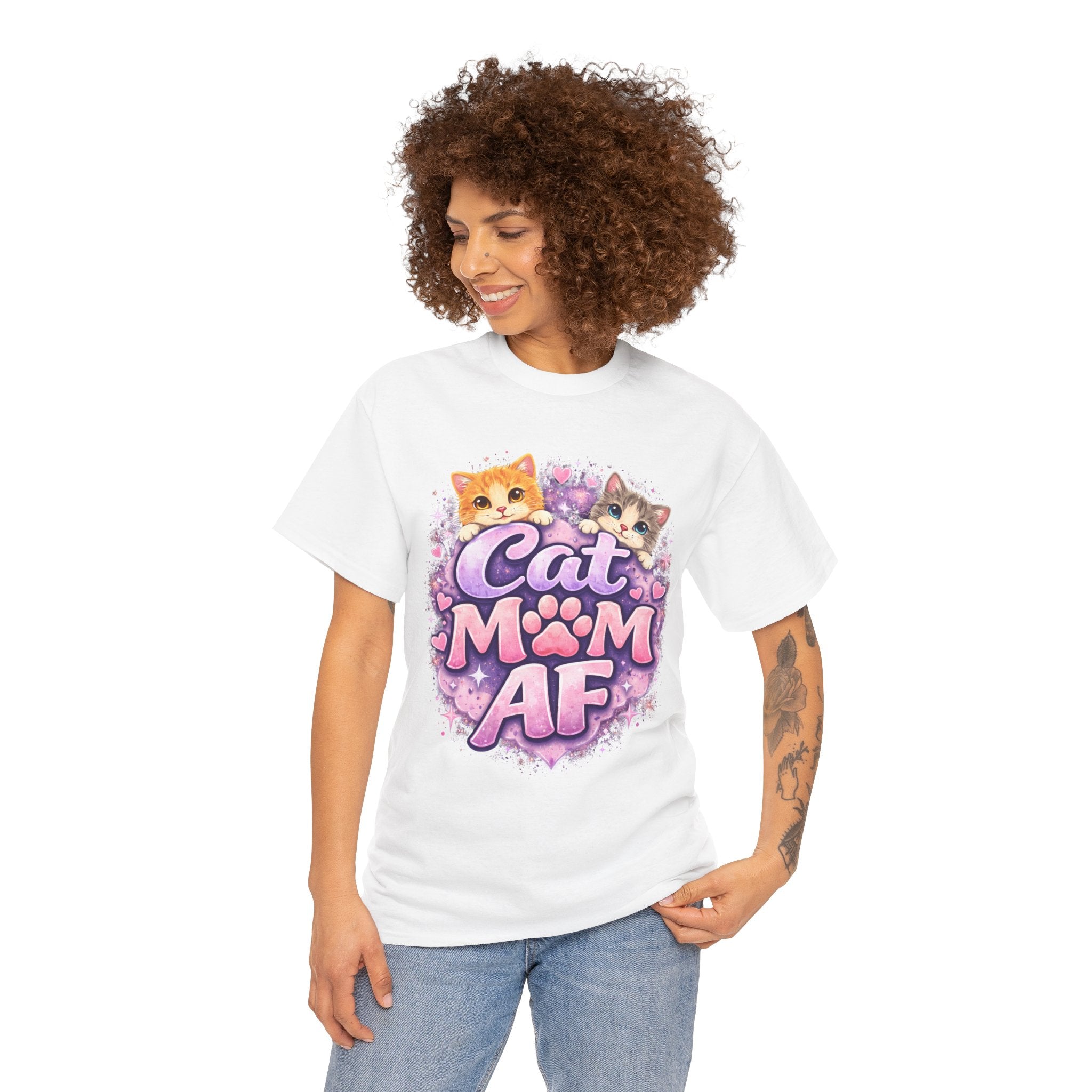 Cat Mom AF T-Shirt – Cute Kittens Paw Graphic Tee for Cat Lovers