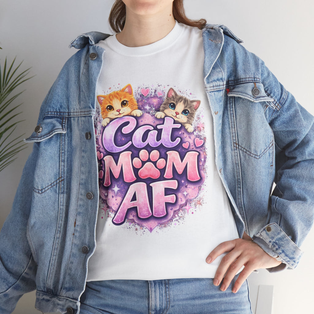 Cat Mom AF T-Shirt – Cute Kittens Paw Graphic Tee for Cat Lovers