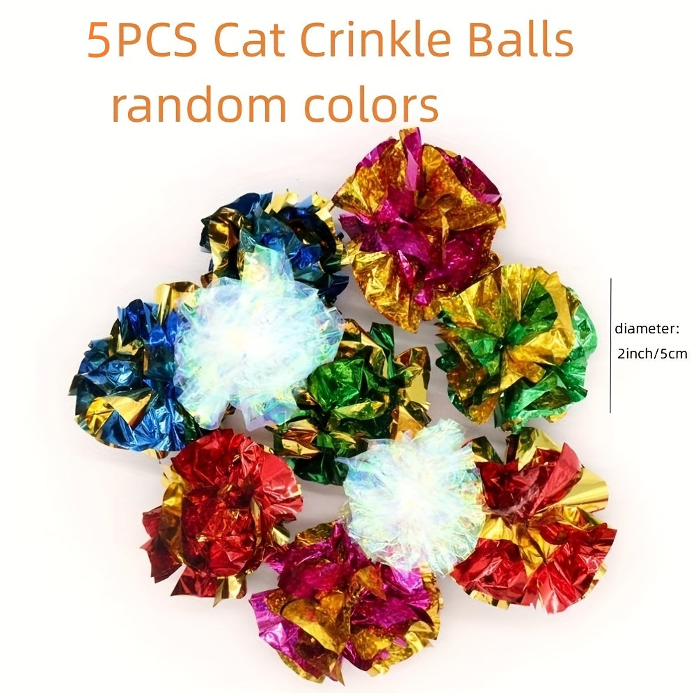 Interactive Pack For Cats - 15pcs Cat Toy Including Cat Crinkle Balls, Cat Sparkle Balls, Spiral Springs