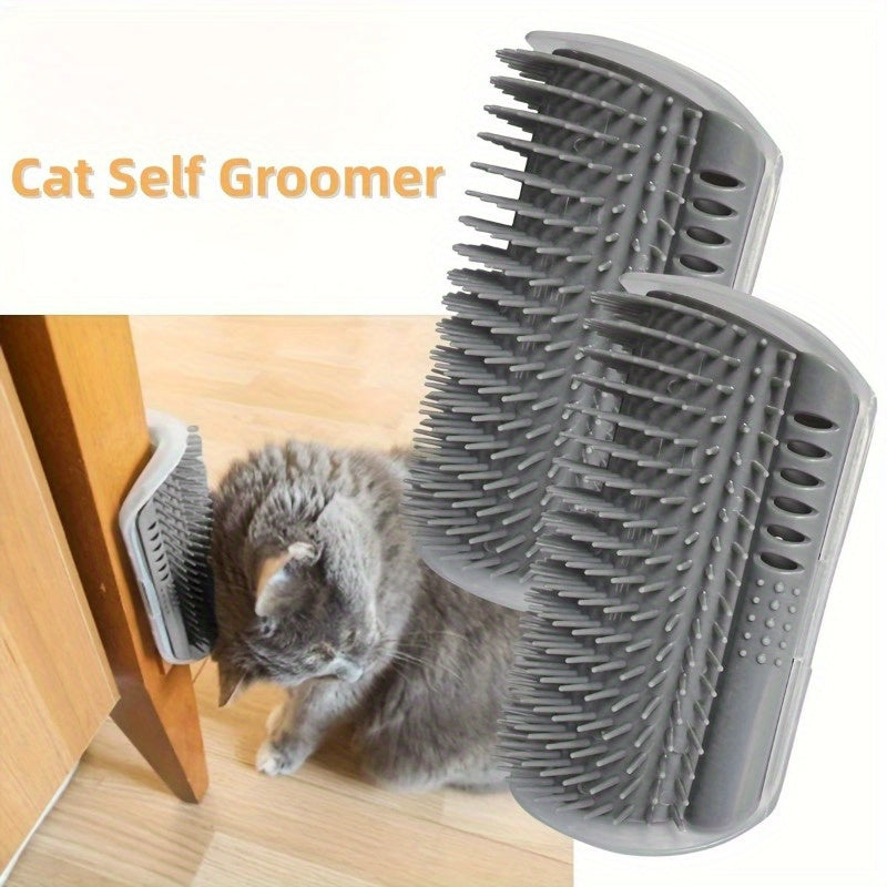 [Convenient Assembly Pet Tool] Durable PP Wall-Mounted Cat Grooming Comb | Self-Cleaning, Easy-To-Use Adhesive, Space-Saving, Ergonomic for Kittens & Small Dogs | Lightweight High-Quality Bristles