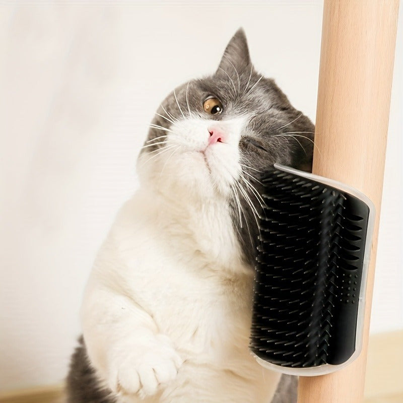 [Convenient Assembly Pet Tool] Durable PP Wall-Mounted Cat Grooming Comb | Self-Cleaning, Easy-To-Use Adhesive, Space-Saving, Ergonomic for Kittens & Small Dogs | Lightweight High-Quality Bristles