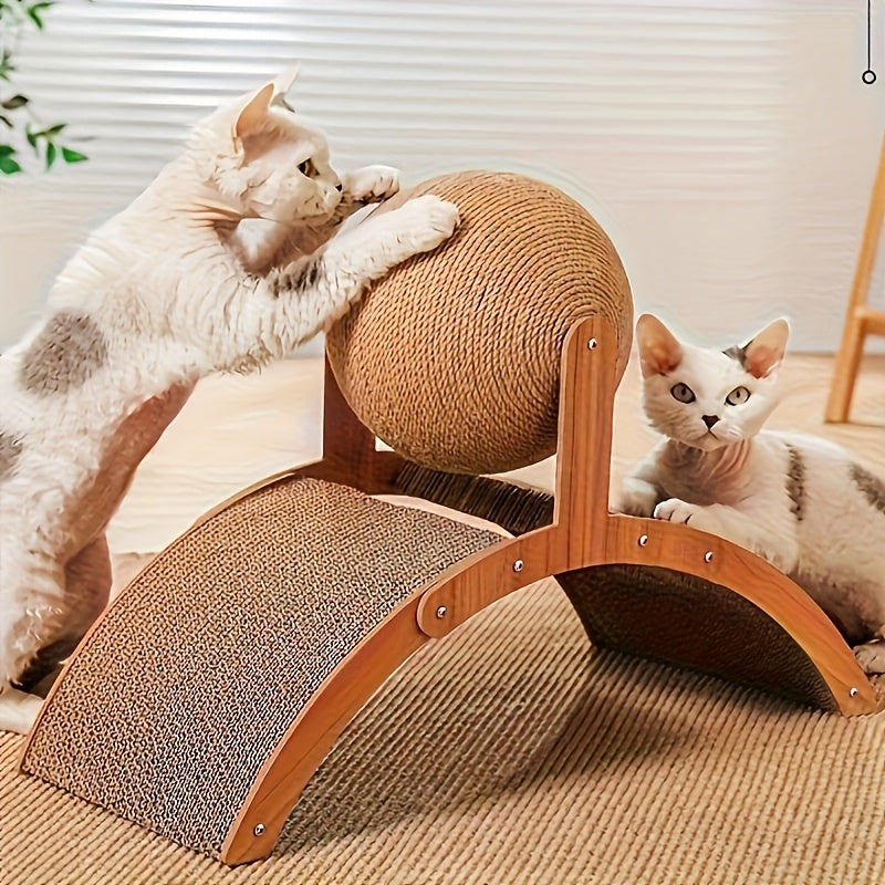 2-in-1 Cat Scratcher with Hanging Ball Toy - Ultra-high Fencing Scratcher Column for Sharpening Claws, Heavy-duty Scratcher Pad for Big Cats - The Best-selling Among Pet Supplies