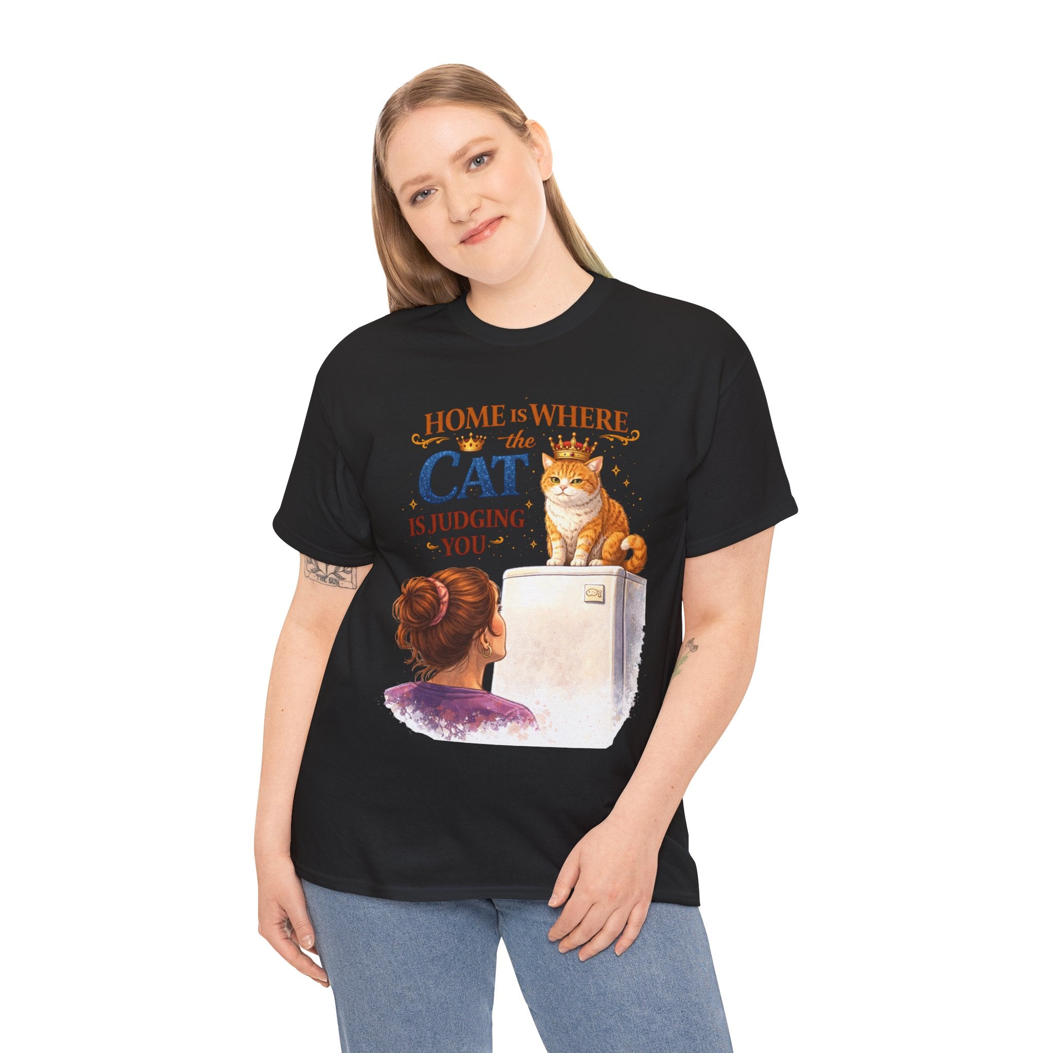 Cat Judgment T-Shirt — "Home Is Where the Cat Is Judging You" Graphic Tee