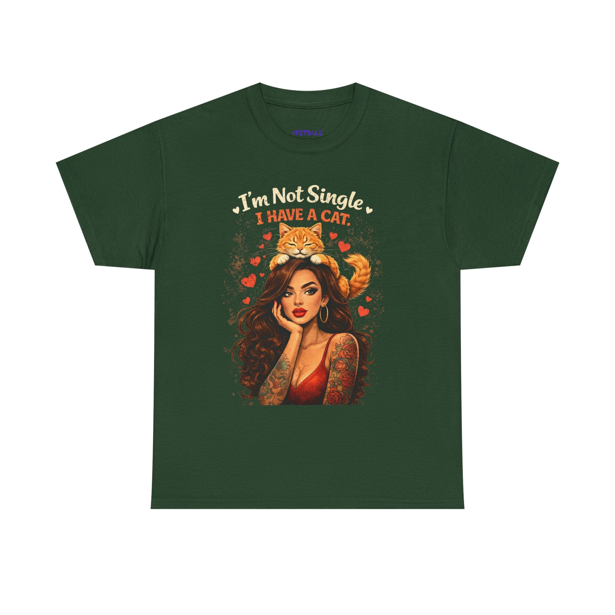 Cat Lover T‑Shirt — "I'm Not Single, I Have a Cat" Vintage Pinup Tee