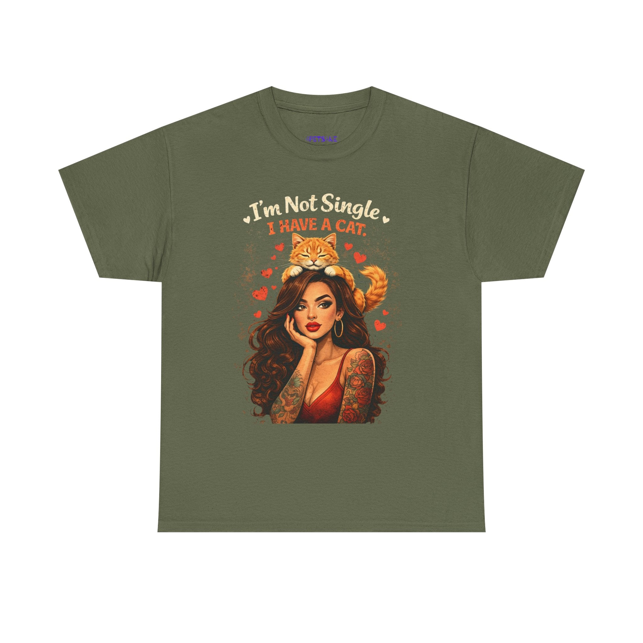 Cat Lover T‑Shirt — "I'm Not Single, I Have a Cat" Vintage Pinup Tee