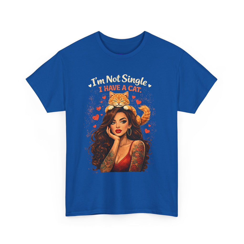 Cat Lover T‑Shirt — "I'm Not Single, I Have a Cat" Vintage Pinup Tee
