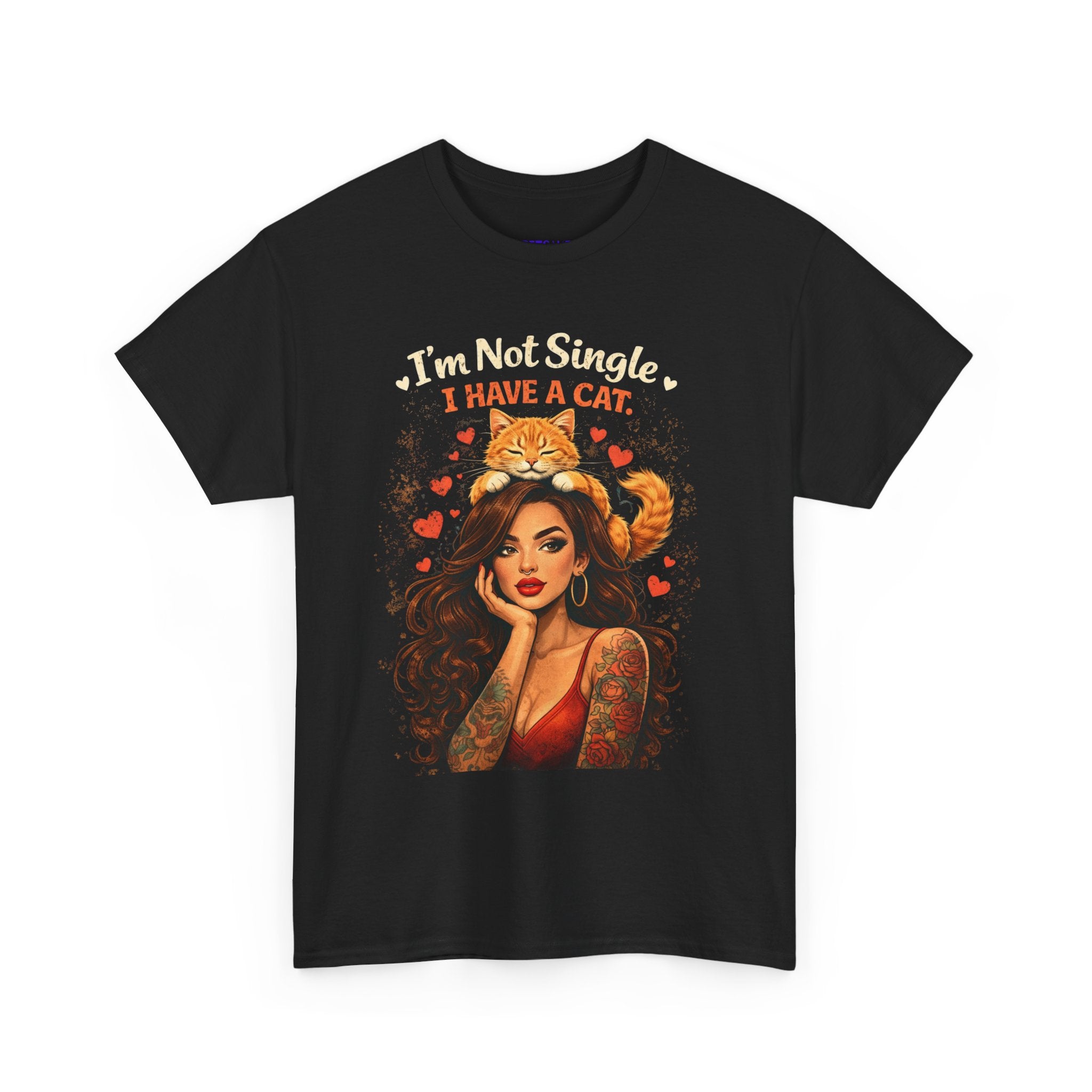Cat Lover T‑Shirt — "I'm Not Single, I Have a Cat" Vintage Pinup Tee