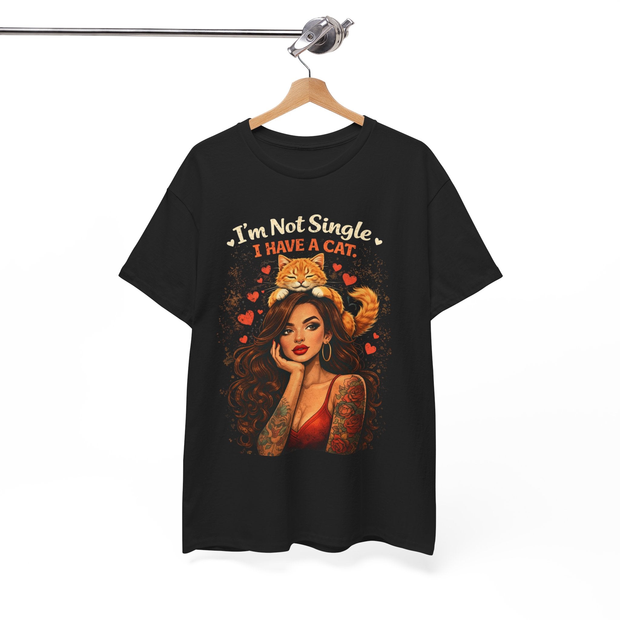 Cat Lover T‑Shirt — "I'm Not Single, I Have a Cat" Vintage Pinup Tee