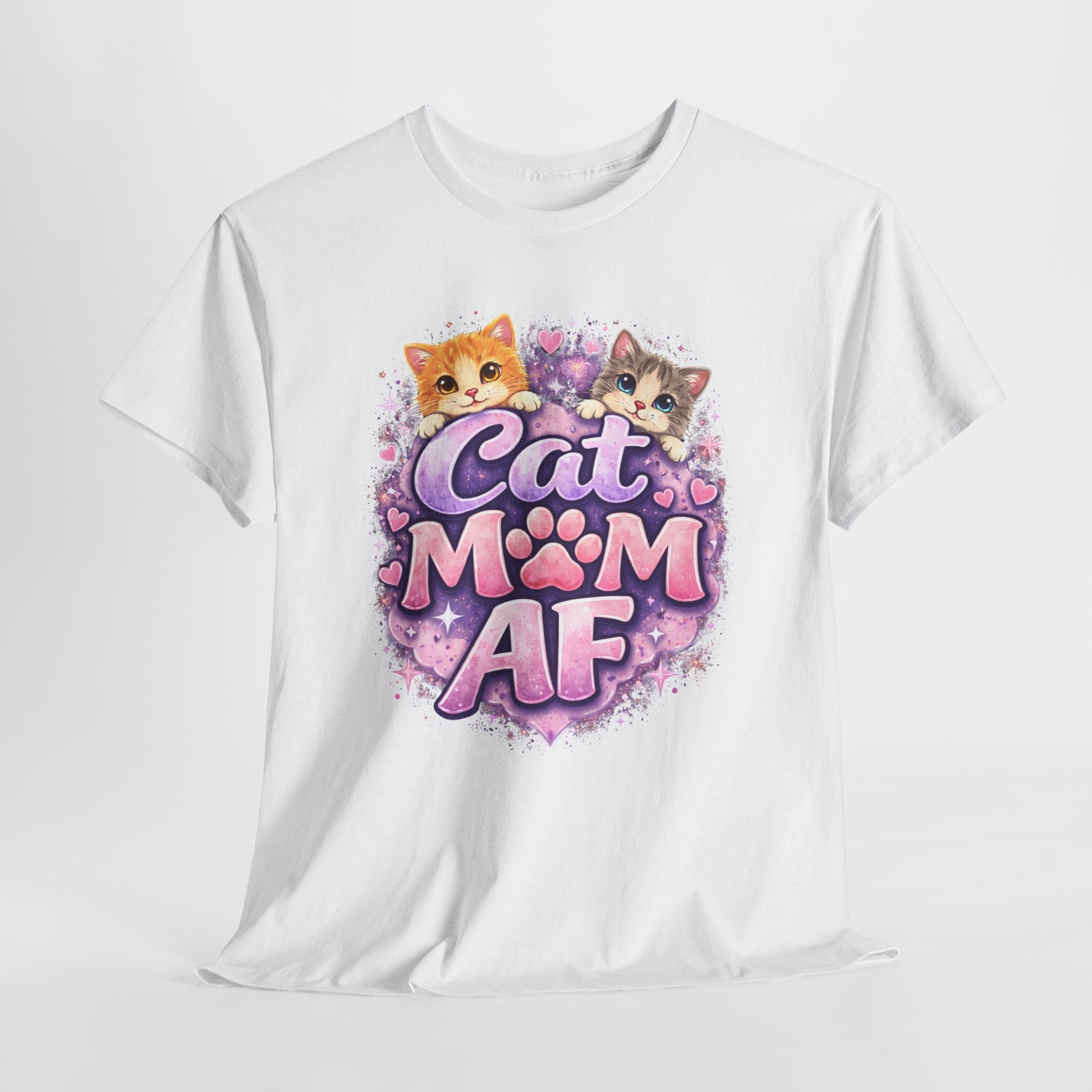 Cat Mom AF T-Shirt – Cute Kittens Paw Graphic Tee for Cat Lovers