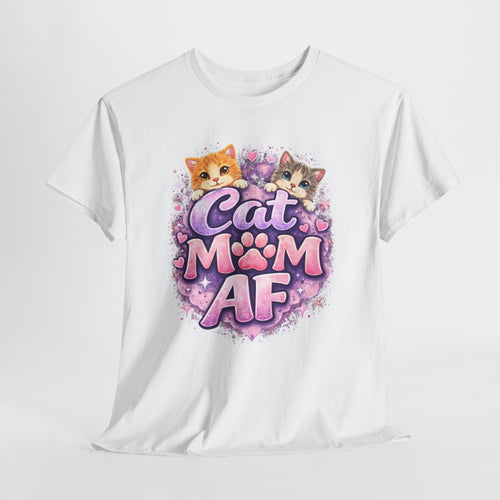 Cat Mom AF T-Shirt – Cute Kittens Paw Graphic Tee for Cat Lovers
