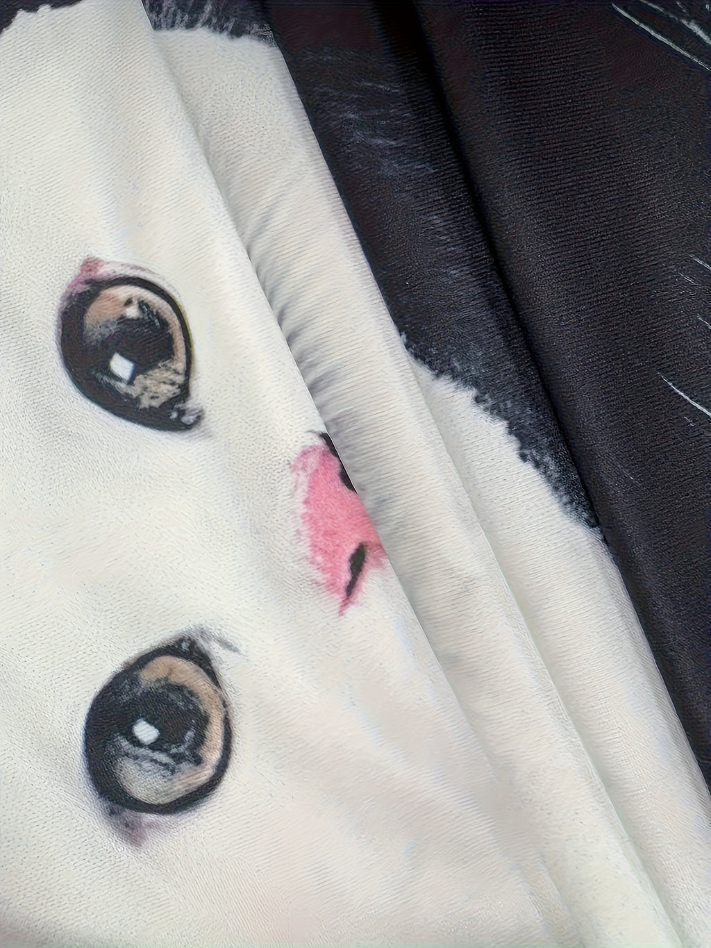 Elegant Women'S V-Neck Cross Strap Printed Long Sleeve T-Shirt Featuring Trendy 3D Black And White Cat Designs.