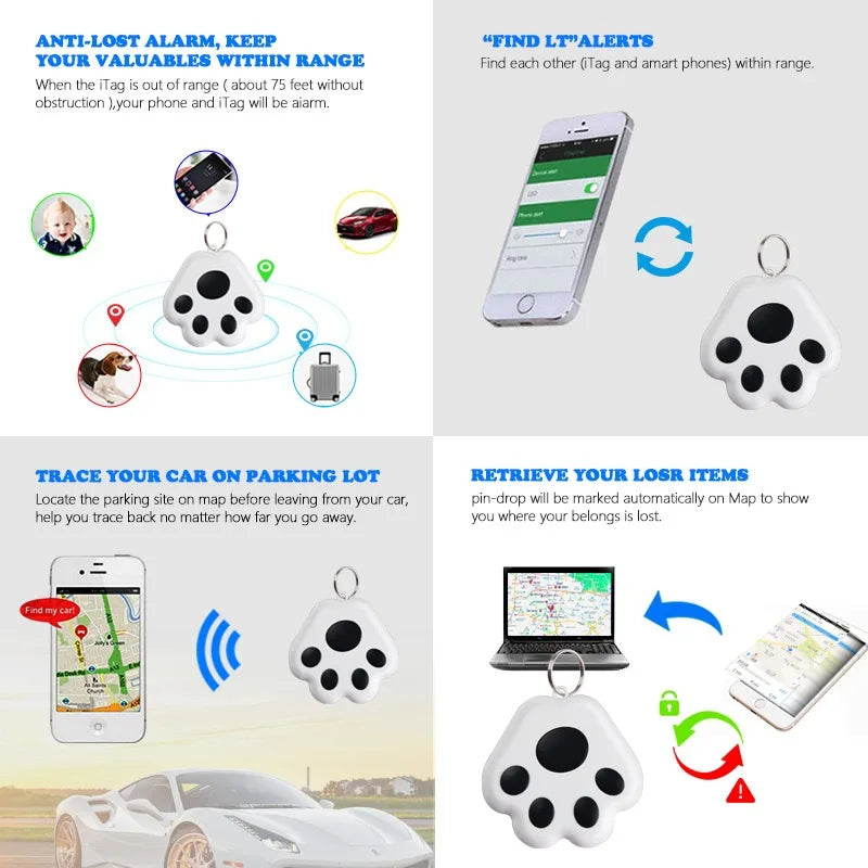 Mini Pet Anti-lost Smart GPS Tracker Key Kids Bag Finder Dog Cat Pet for IOS/ Android Locator Bluetooth Tracker Device Reminder