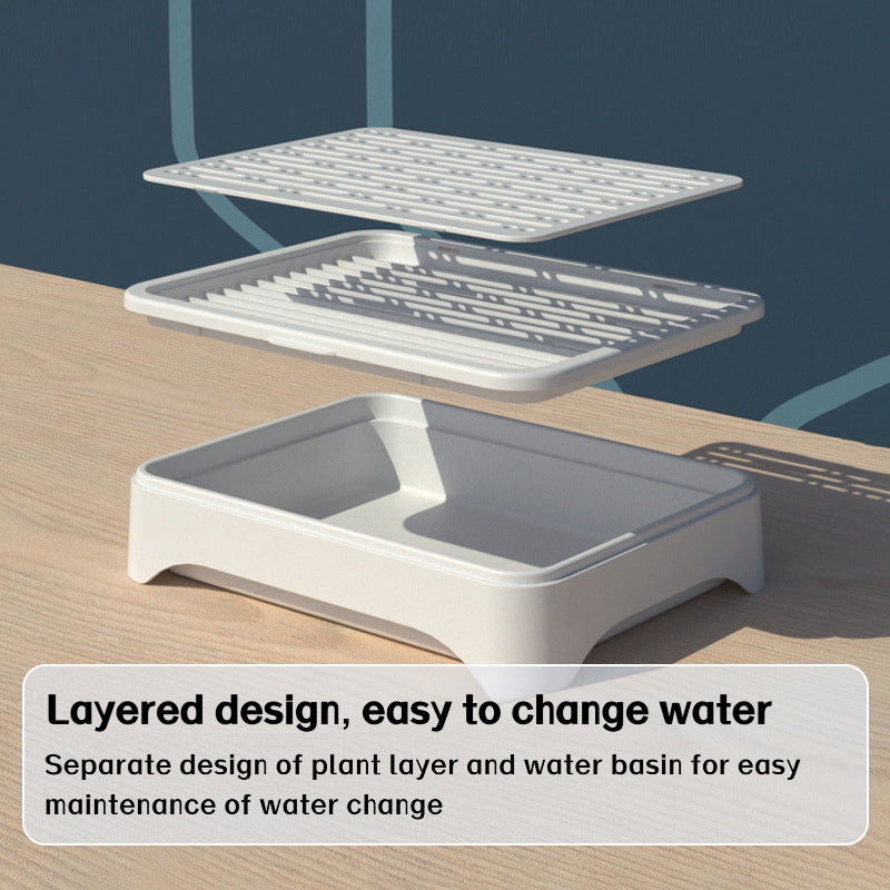 A Versatile Indoor Cat Grass Planting Box That Can Be Used for 365 Days - Features a 3-Layer Detachable Design with a Soil-Free Hydroponic System, Spill-Proof Edge Design, And a Compact White Plastic Planter That Saves Space