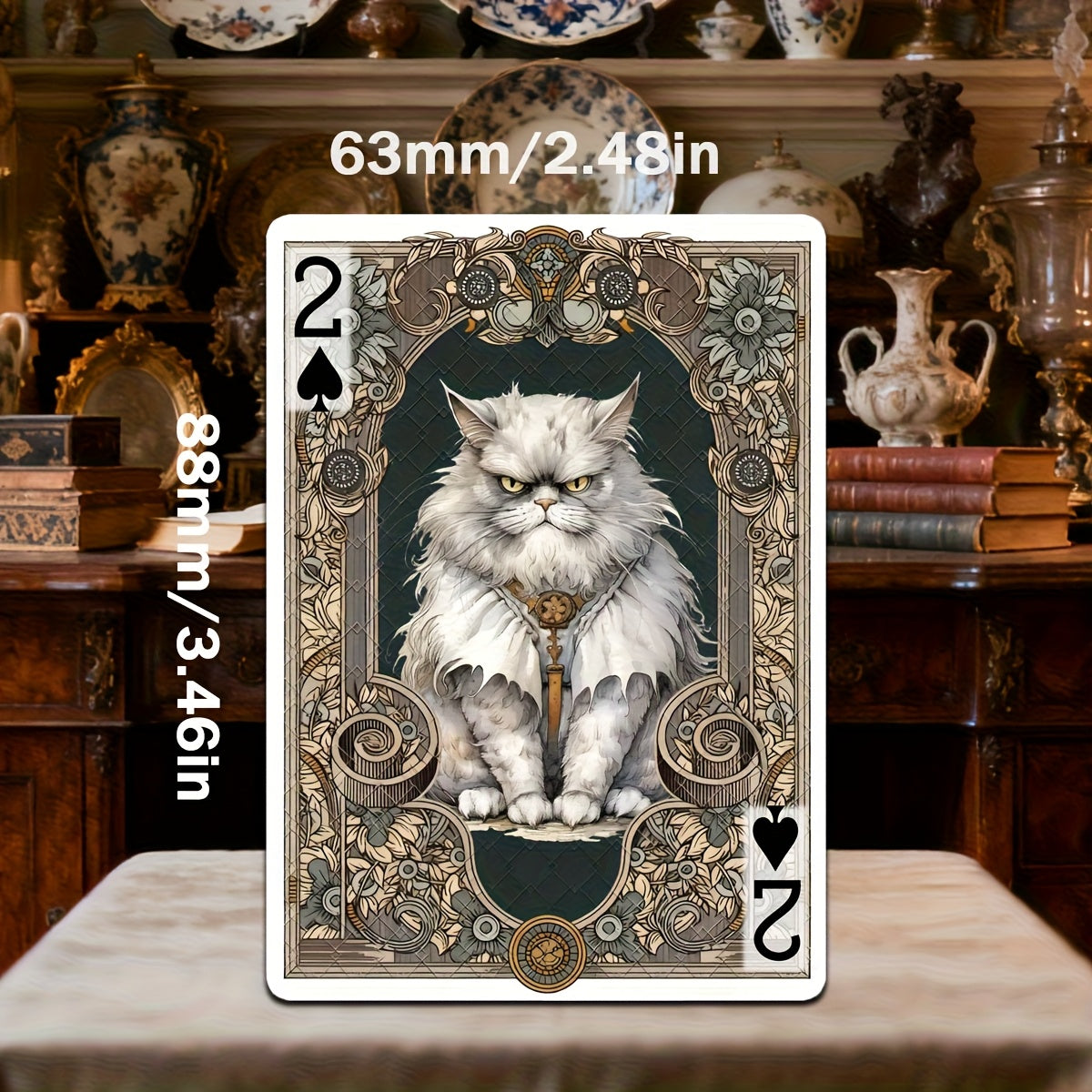 Victorian-style Court Cat Themed Playing Cards, 54 Uniquely Illustrated Non-repeating Cards, International Standard Size, Double-sided Anti-slip Texture Design, Black Core Paper Material, High-end Playing Cards, Suitable for Family Gatherings and