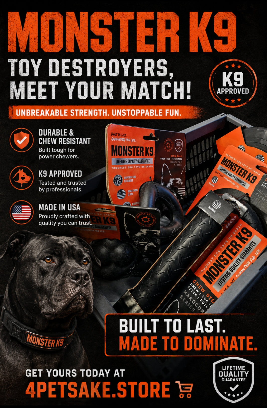Monster K9 dog toys