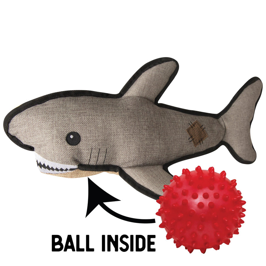 Snugarooz Saul the Shark Rubber Spikey Ball Squeaky Dog Plush Toy